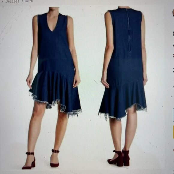 Cloth & Stone Blue Denim Sleeveless Asymmetrical Hem Dress XS - Picture 1 of 7